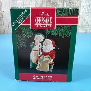 Hallmark Keepsake Ornament Checking His List Mr. & Mrs. Claus Dated 1991